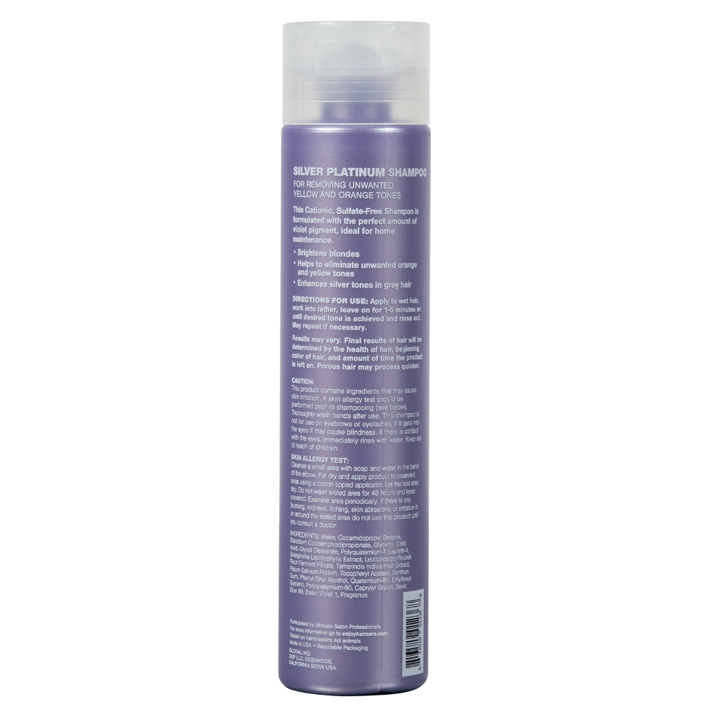 Enjoy Silver Platinum Shampoo 10oz. back of bottle