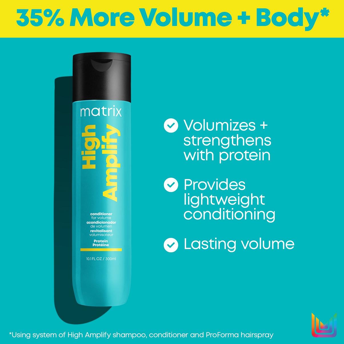 Matrix Total Results High Amplify Conditioner also provides lightweight conditioning and lasting volume
