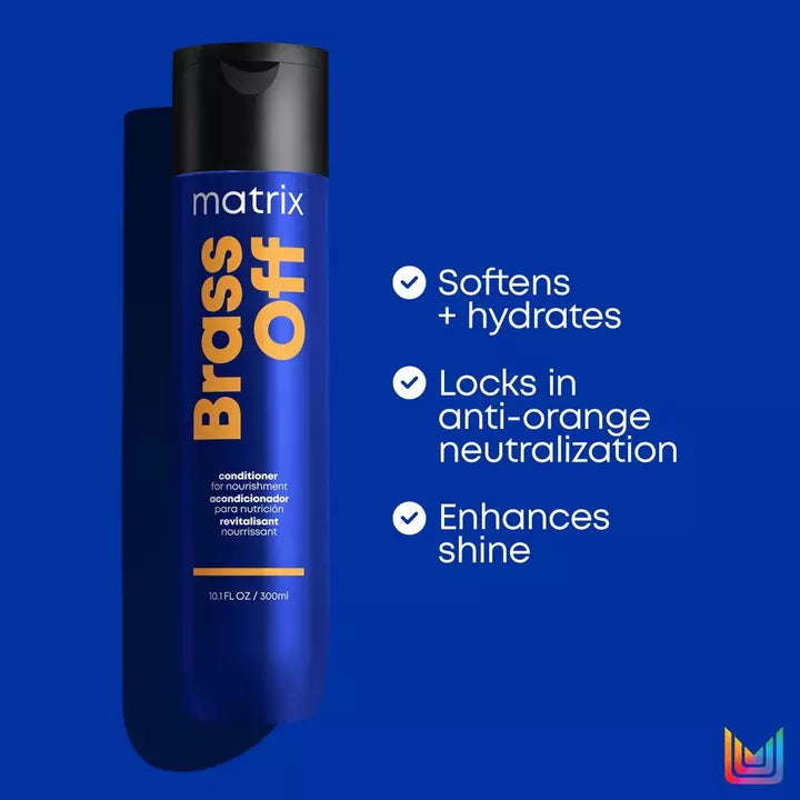 Matrix Total Results Brass Off Conditioner softens, hydrates, locks in anti-orange neutralization and enhances shine