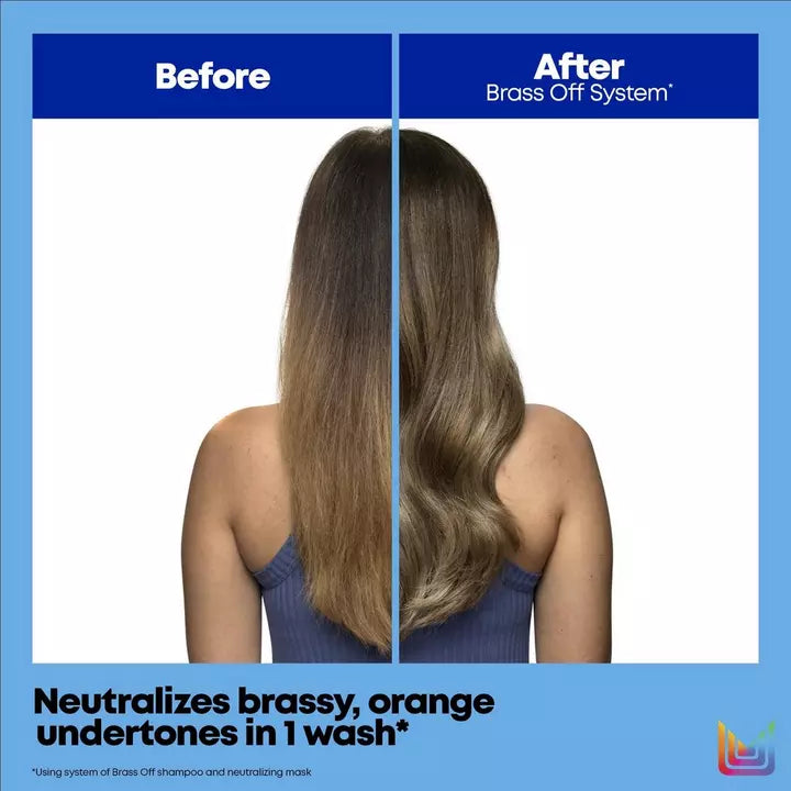 Matrix Total Results Brass Off Custom Neutralization Hair Mask before and after 1 use of brass off system reveals neutralize brassy undertones