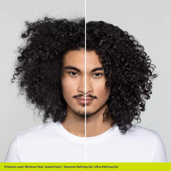 Deva Curl Model before and after use of Supreme Defining Gel - Super Strong Hold