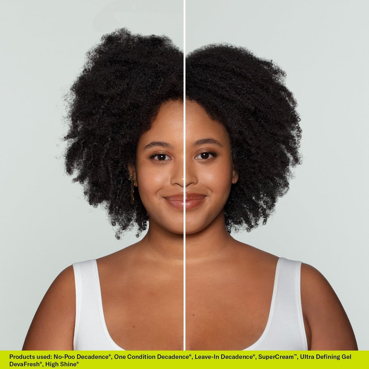 Deva Curl Ultra Defining Gel - Strong Hold used on a model to document before and after use photos
