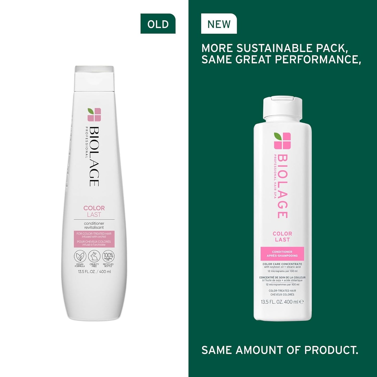 Old vs New Packaging of Biolage Color Last Conditioner
