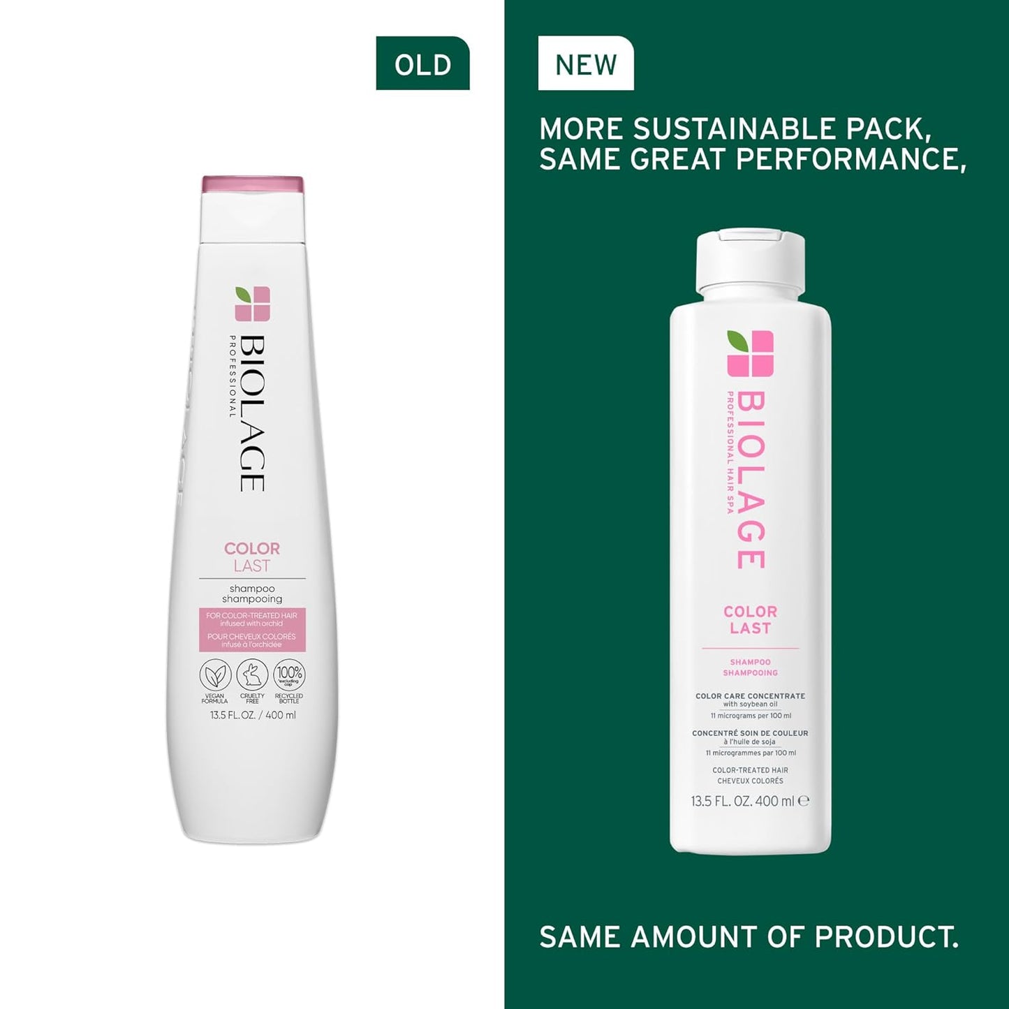Old vs New Packaging of Biolage Color Last Shampoo