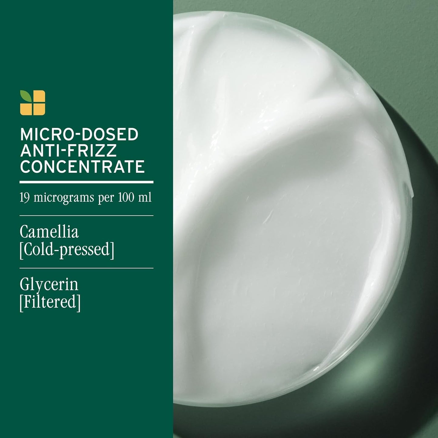 Biolage Smooth Proof Leave-In Cream for Frizzy Hair has a microdosed concentrate of camellia oil and glycerin