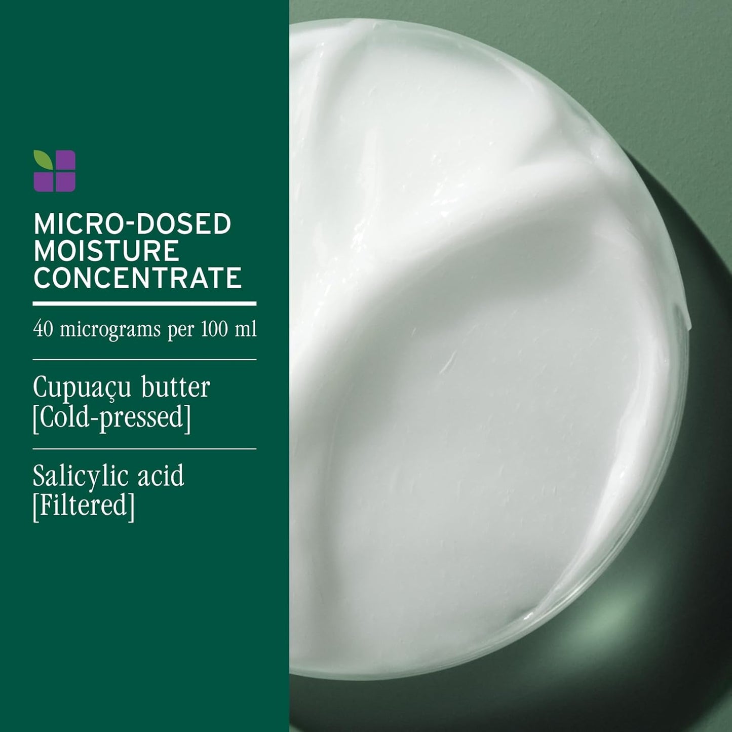 Biolage Ultra Hydra Source Leave-In Cream has a microdosed concentrate of cupuacu butter and salicylic acid