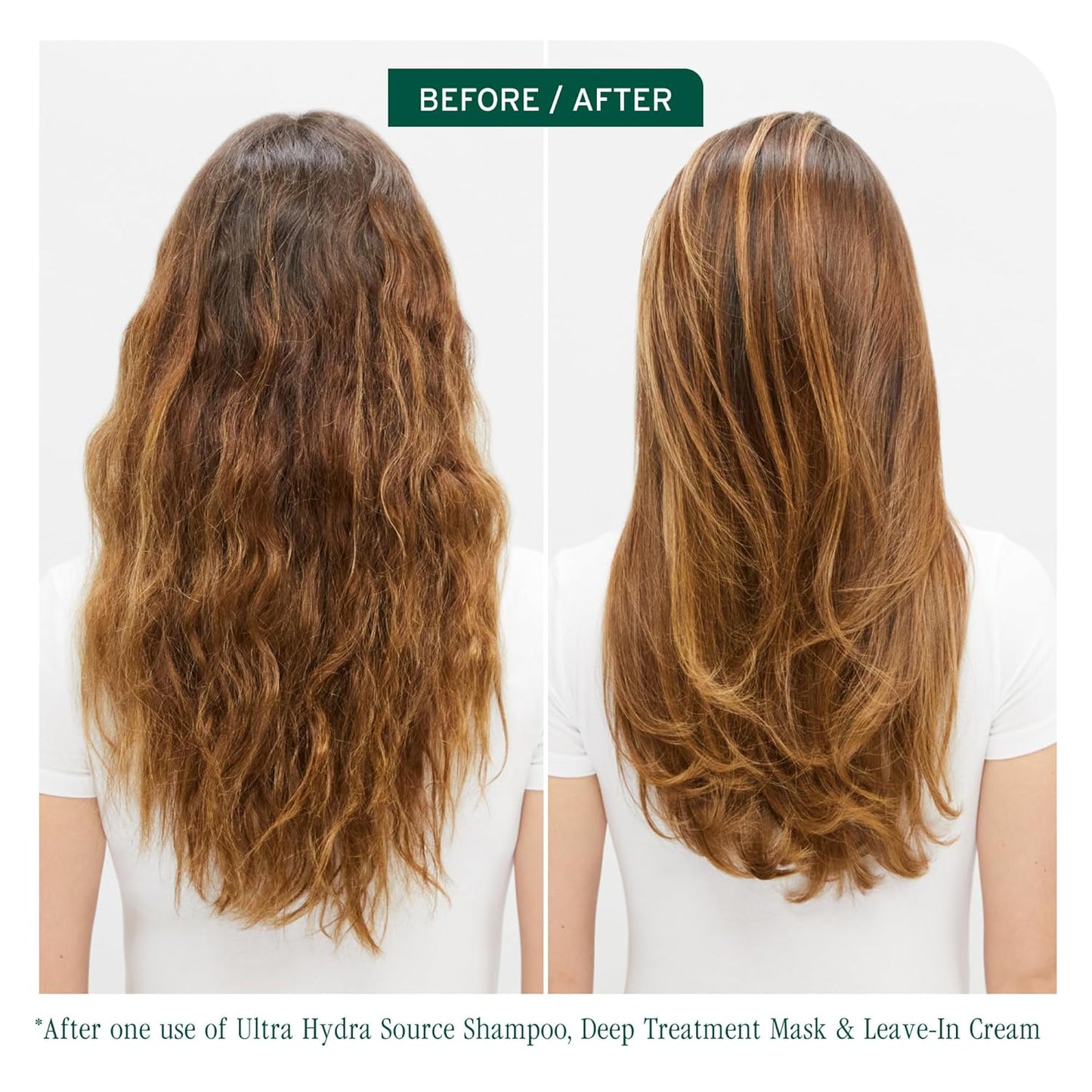 Before and after using Biolage Ultra Hydra Source Shampoo