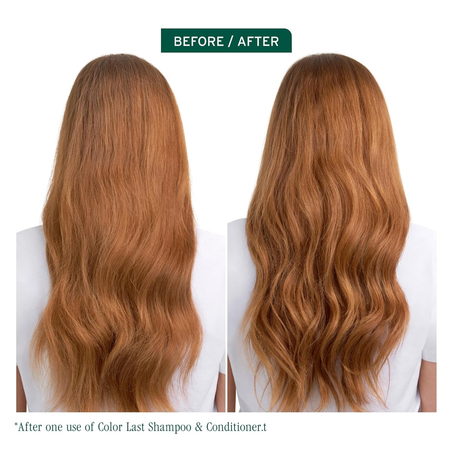 Before and After using Biolage Color Last Conditioner