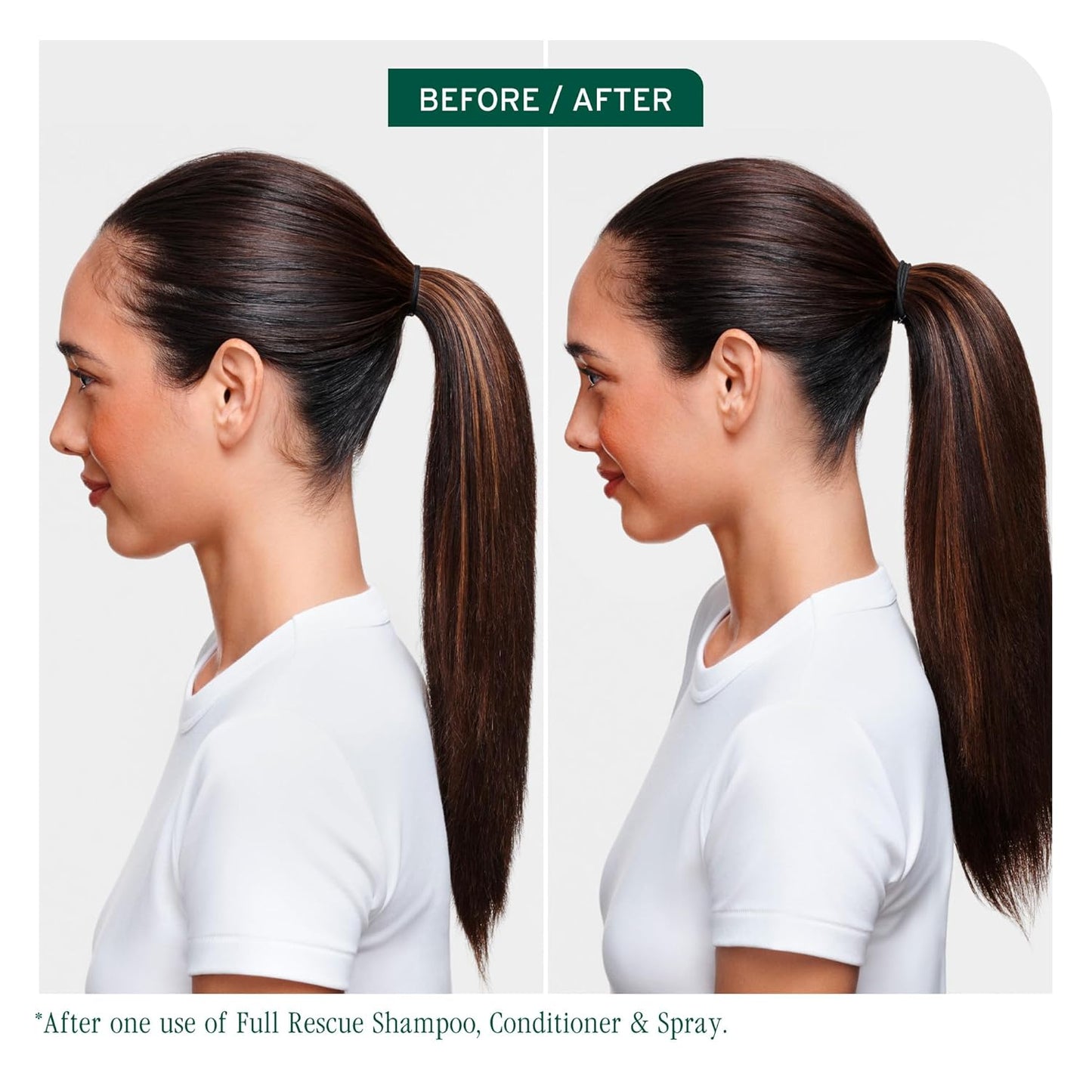 Before and after using Biolage Full Rescue Conditioner