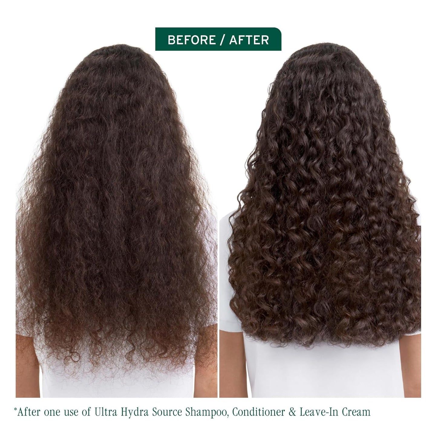 Before and after using Biolage Ultra Hydra Source Leave-In Cream