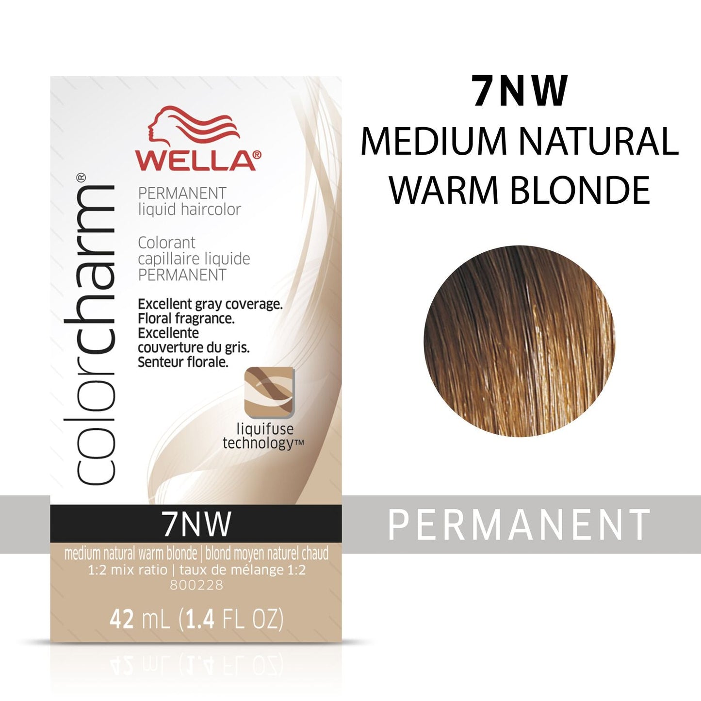 Wella Color Charm Permanent Liquid Color 1.4oz. 7NW Medium Natural Warm Blonde