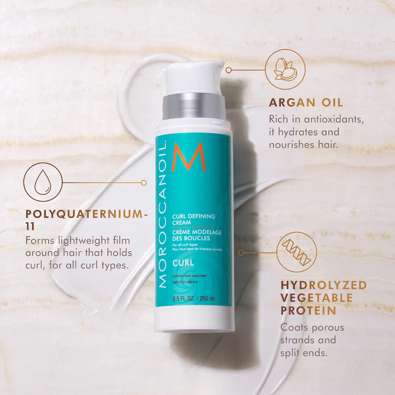 Argan Oil, Polyquaternium, and Hydrolyzed Vegetable Protein