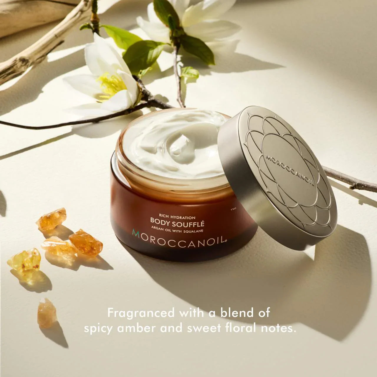 Fragrance: blend of spicy amber and sweet floral notes