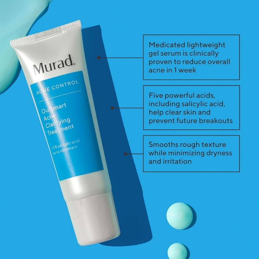 Medicated lightweight gel serum is clinically proven to reduce overall acne in 1 week using 5 powerful acids