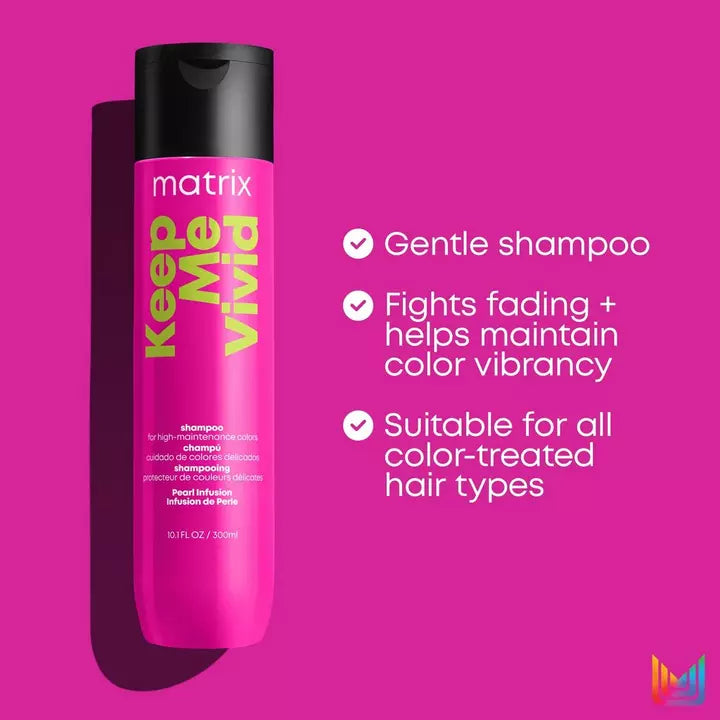 Matrix Total Results Keep Me Vivid Sulfate-Free Shampoo fights fading + helps maintain color vibrancy