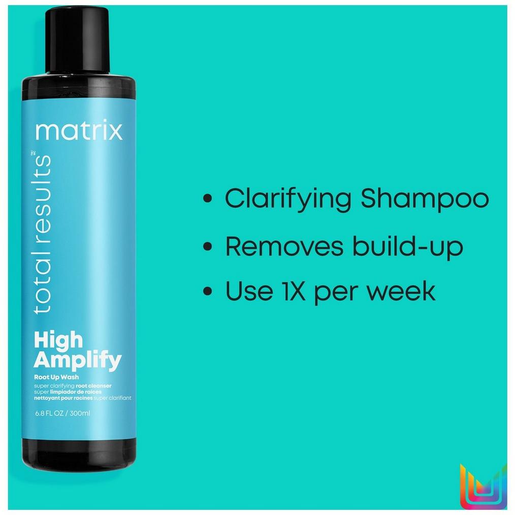 Matrix Total Results High Amplify Root Up Wash Shampoo is a clarifying shampoo that removes build-up. Use 1x per week