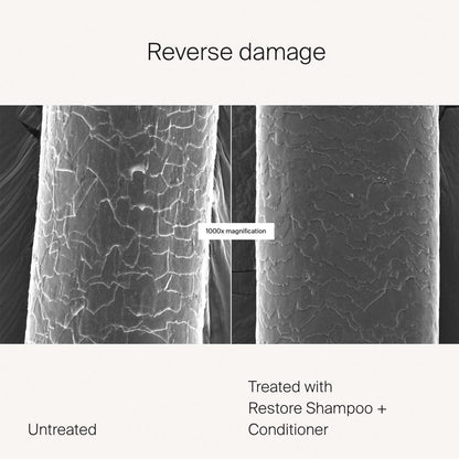 Living Proof Restore Conditioner reverses damage. Before and after use of Living Proof Restore Conditioner