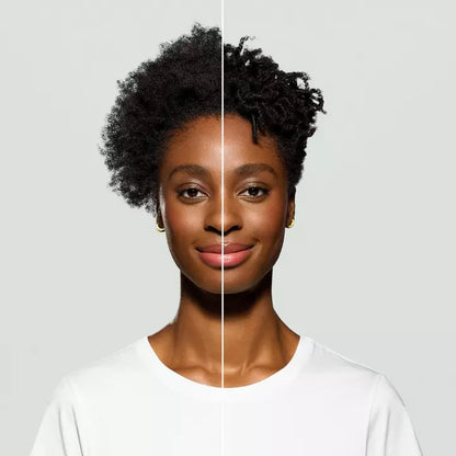 Model before and after using Deva Curl Mist of Wonders - Leave-In Instant Multi-Benefit Curl Spray
