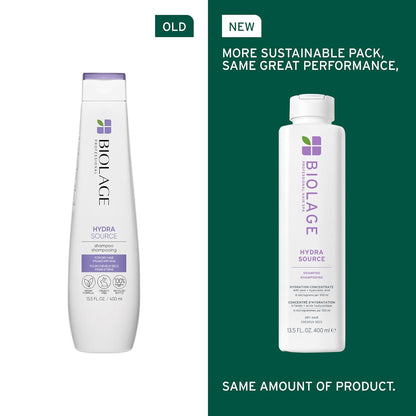Old vs New Packaging of Biolage Hydra Source Shampoo