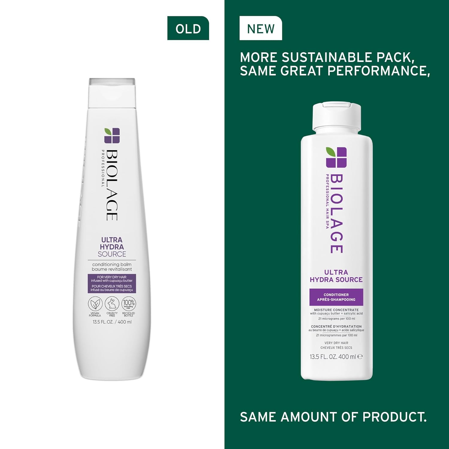 Old vs New Packaging Biolage Ultra Hydra Source Conditioner