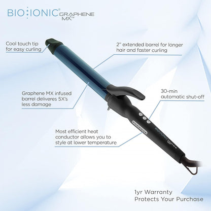Bio Ionic Graphene MX Long Barrel Curling Iron 1.25” Product benefits