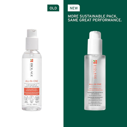 Old vs New Packaging of Biolage All-In-One Multi-Benefit Oil