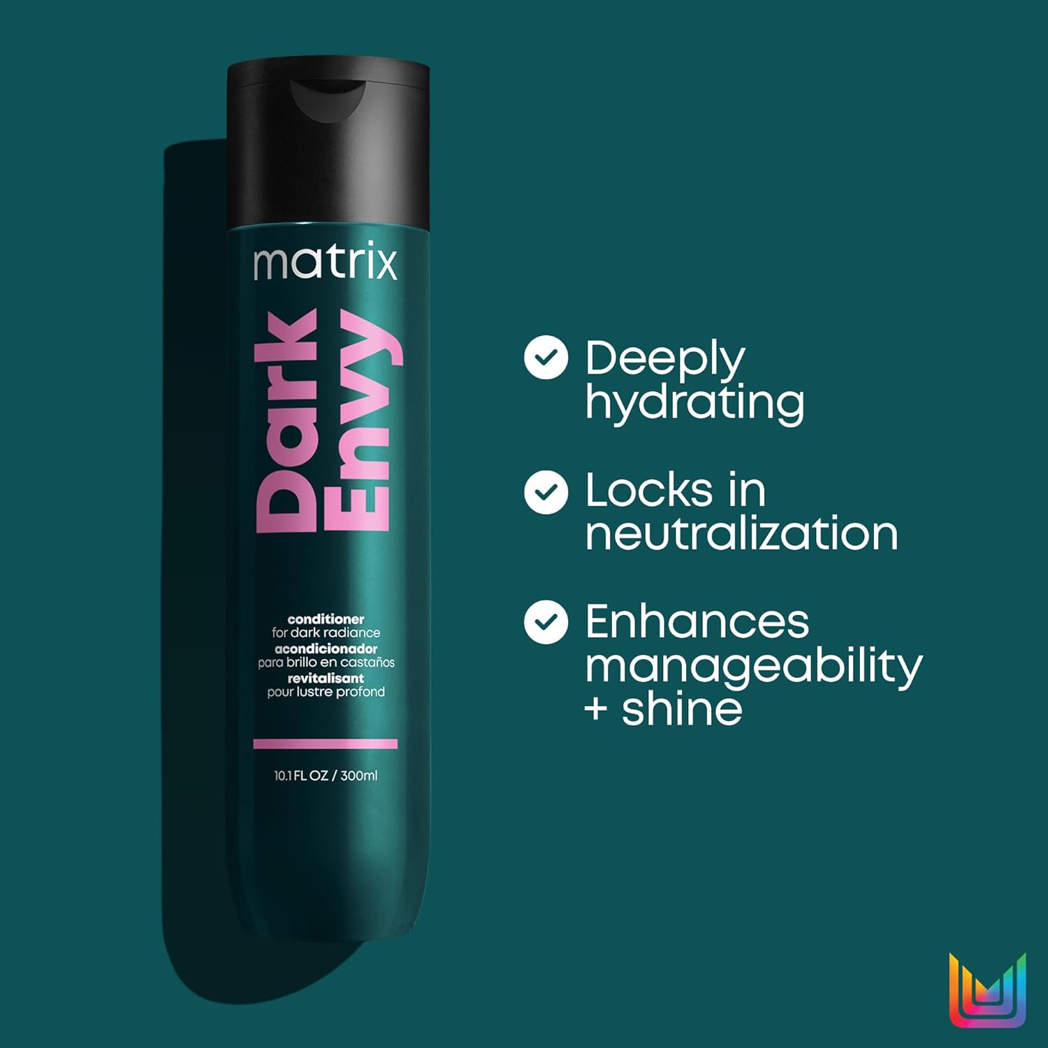 Matrix Total Results Dark Envy Conditioner is deeply hydrating and locks in neutralization.