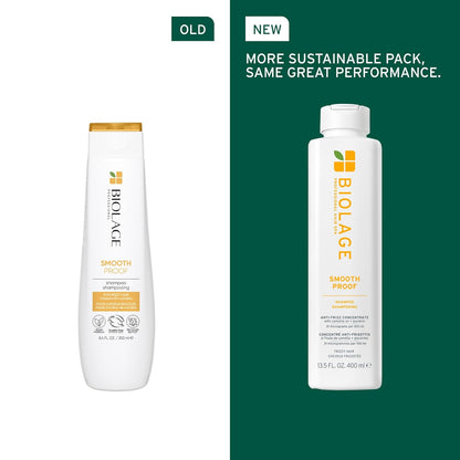 Old vs New packaging of Biolage Smooth Proof Shampoo