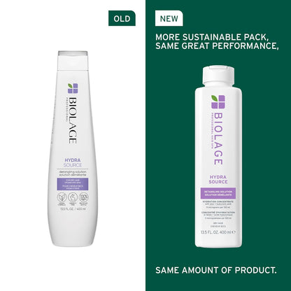 Old vs New Packaging for Biolage Hydra Source Detangling Solution