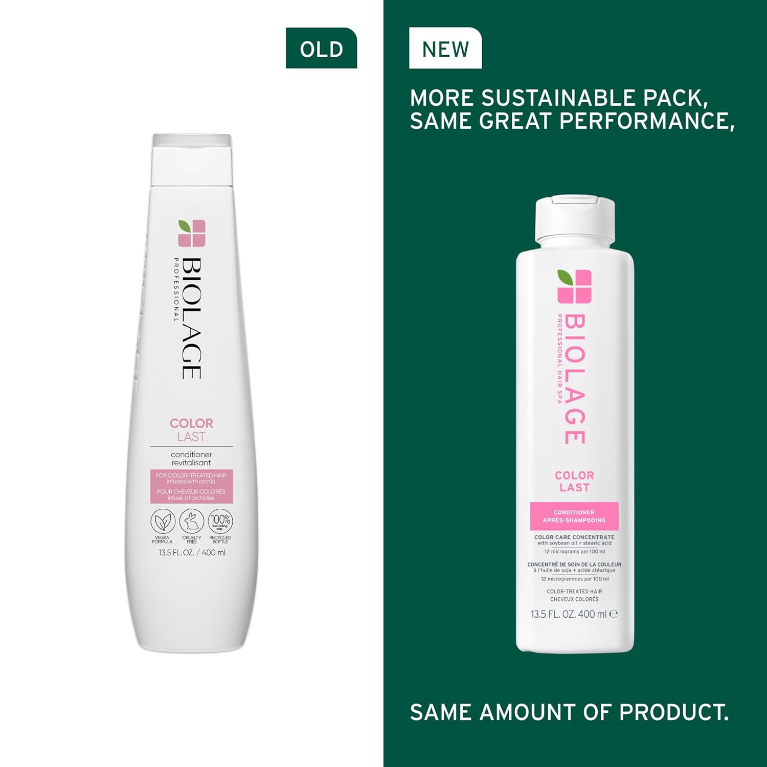 Old vs New Packaging of Biolage Color Last Conditioner