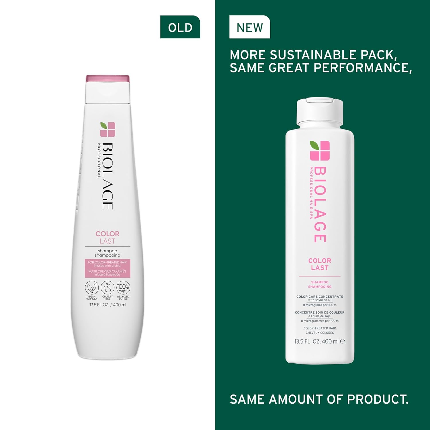 Old vs New Packaging of Biolage Color Last Shampoo