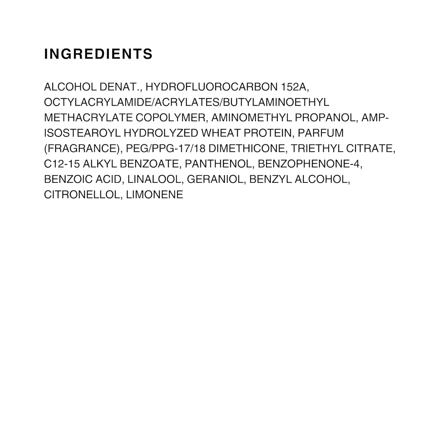 Kenra Volume Spray 25 ingredients
