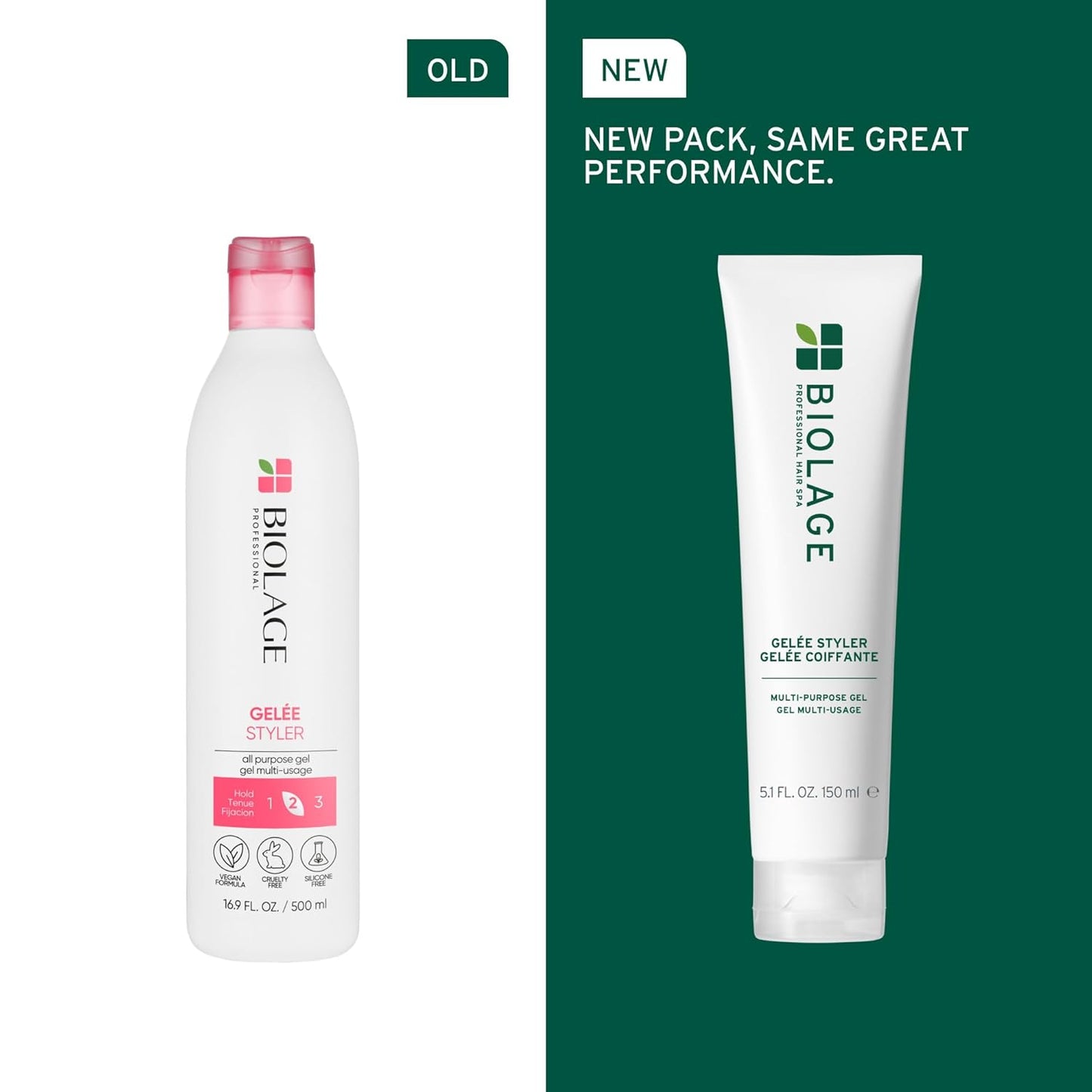 Old vs New Packaging Biolage Styling Gelée