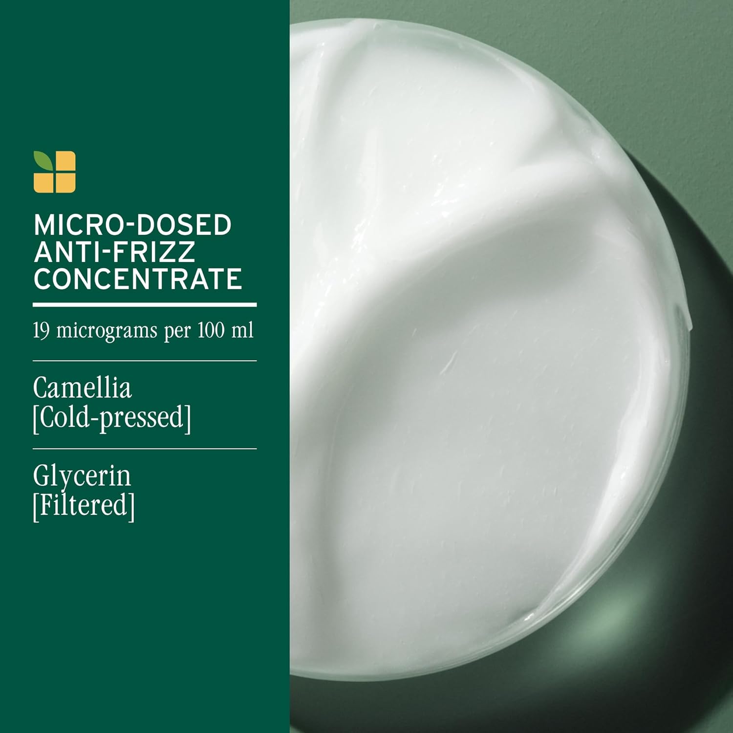 Biolage Smooth Proof Leave-In Cream for Frizzy Hair has a microdosed concentrate of camellia oil and glycerin