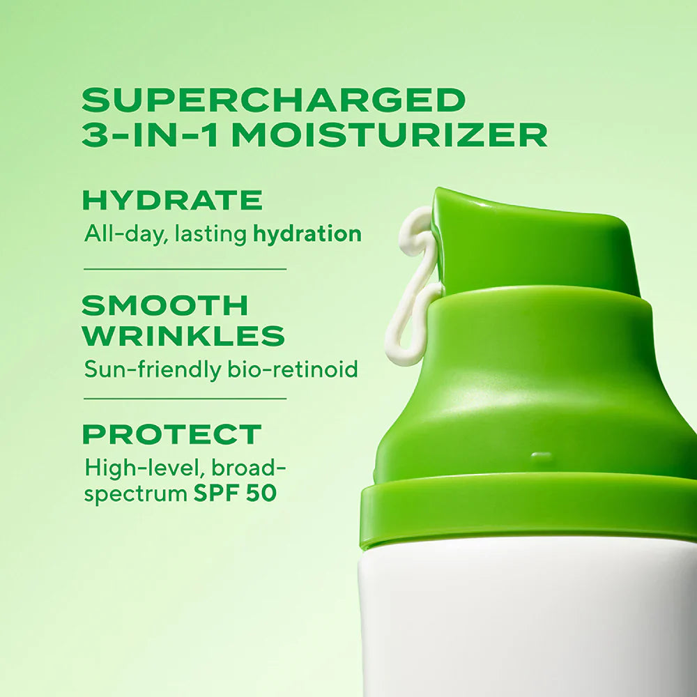 Murad Superactive Moisturizer SPF 50 Wrinkle-Fighting 3-in-1 moisturizer, with all day lasting hydration, sun-friendly bio-retinoid, and high level SPF 50 protection