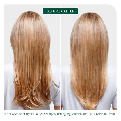 Before and After using Biolage Hydra Source Detangling Solution