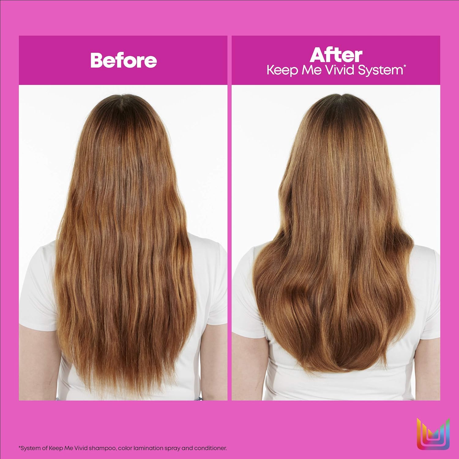 Matrix Total Results Keep Me Vivid Color Lamination Spray before and after use