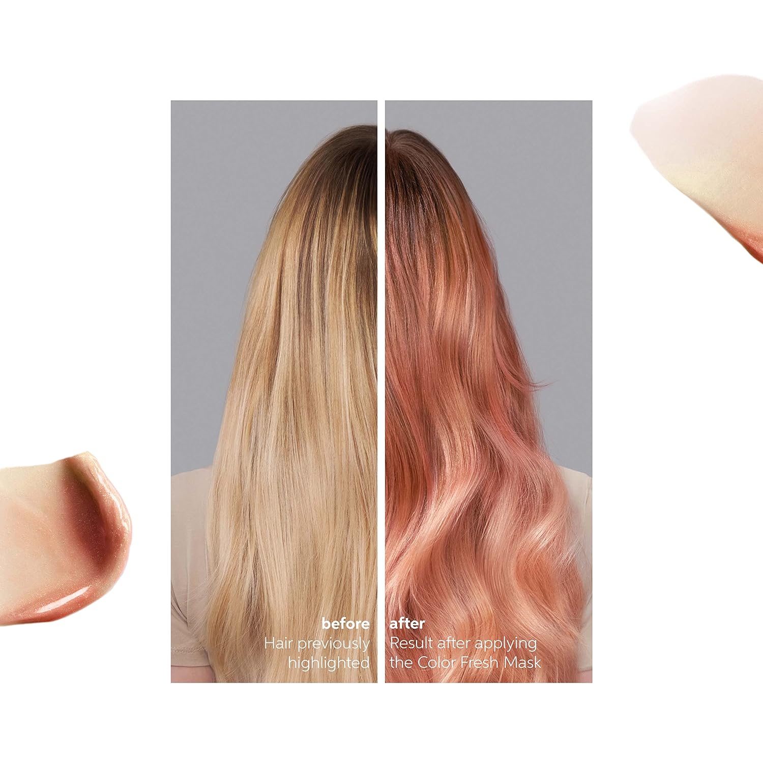 Wella Color Fresh Mask in color Peach Blush before and after