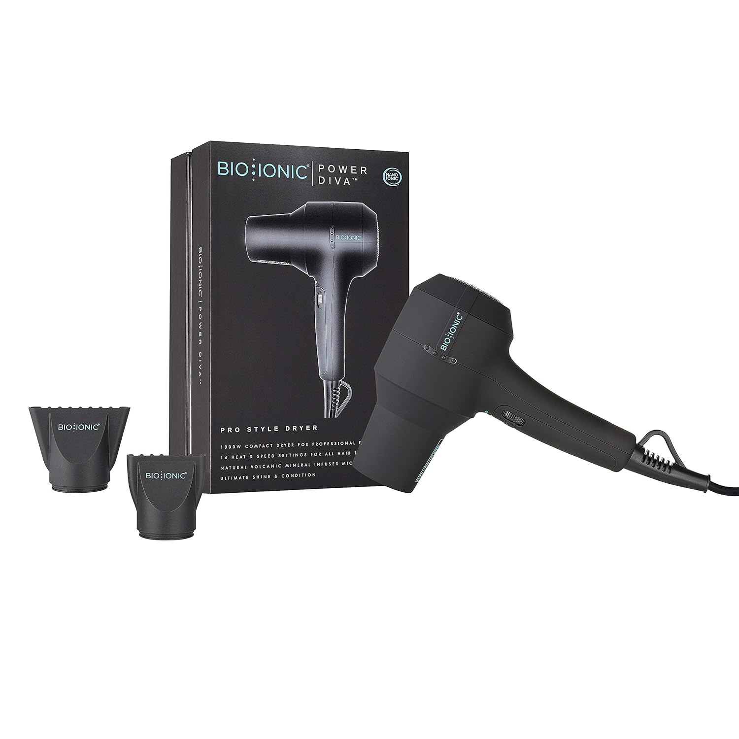 Bio Ionic PowerDiva Pro Speed Dryer includes 2 nozzles