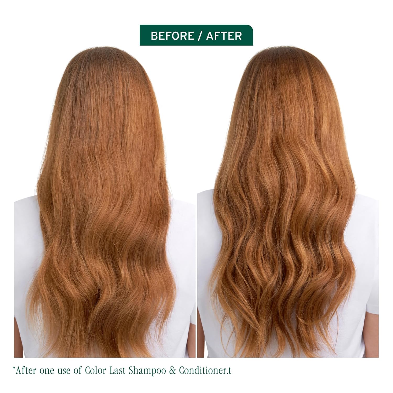 Before and After using Biolage Color Last Conditioner