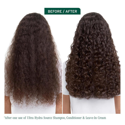 Before and after using Biolage Ultra Hydra Source Leave-In Cream