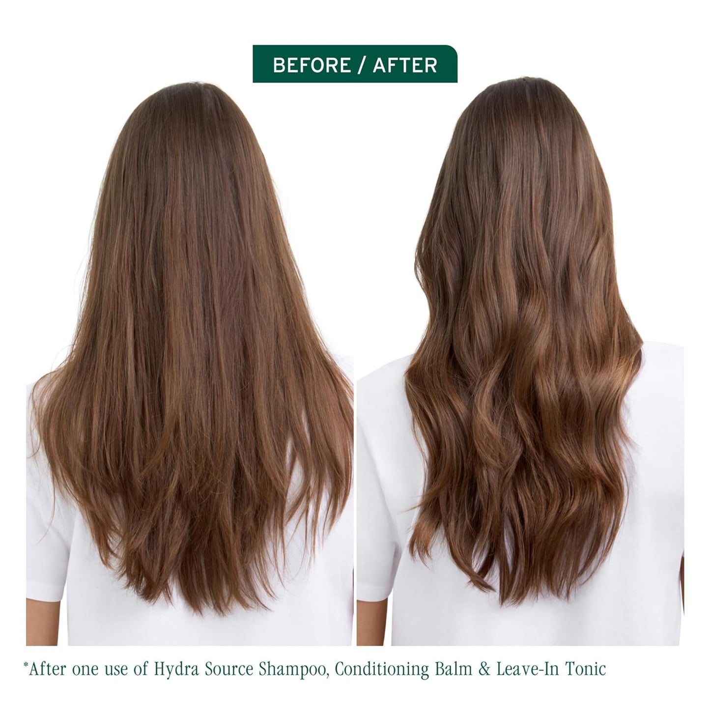 Before and after using Biolage Hydra Source Shampoo
