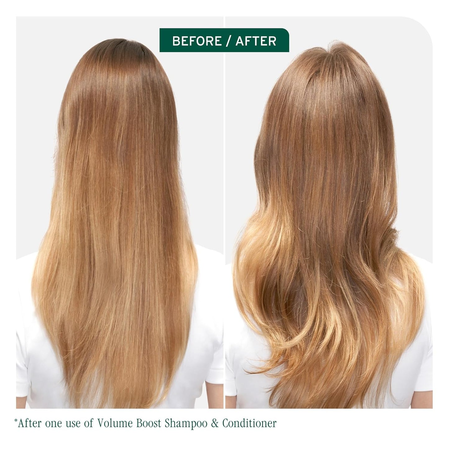 Before and after using Biolage Volume Boost Shampoo