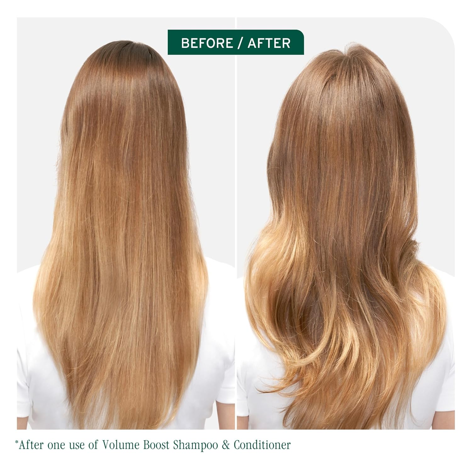 Before and after using Biolage Volume Boost Shampoo