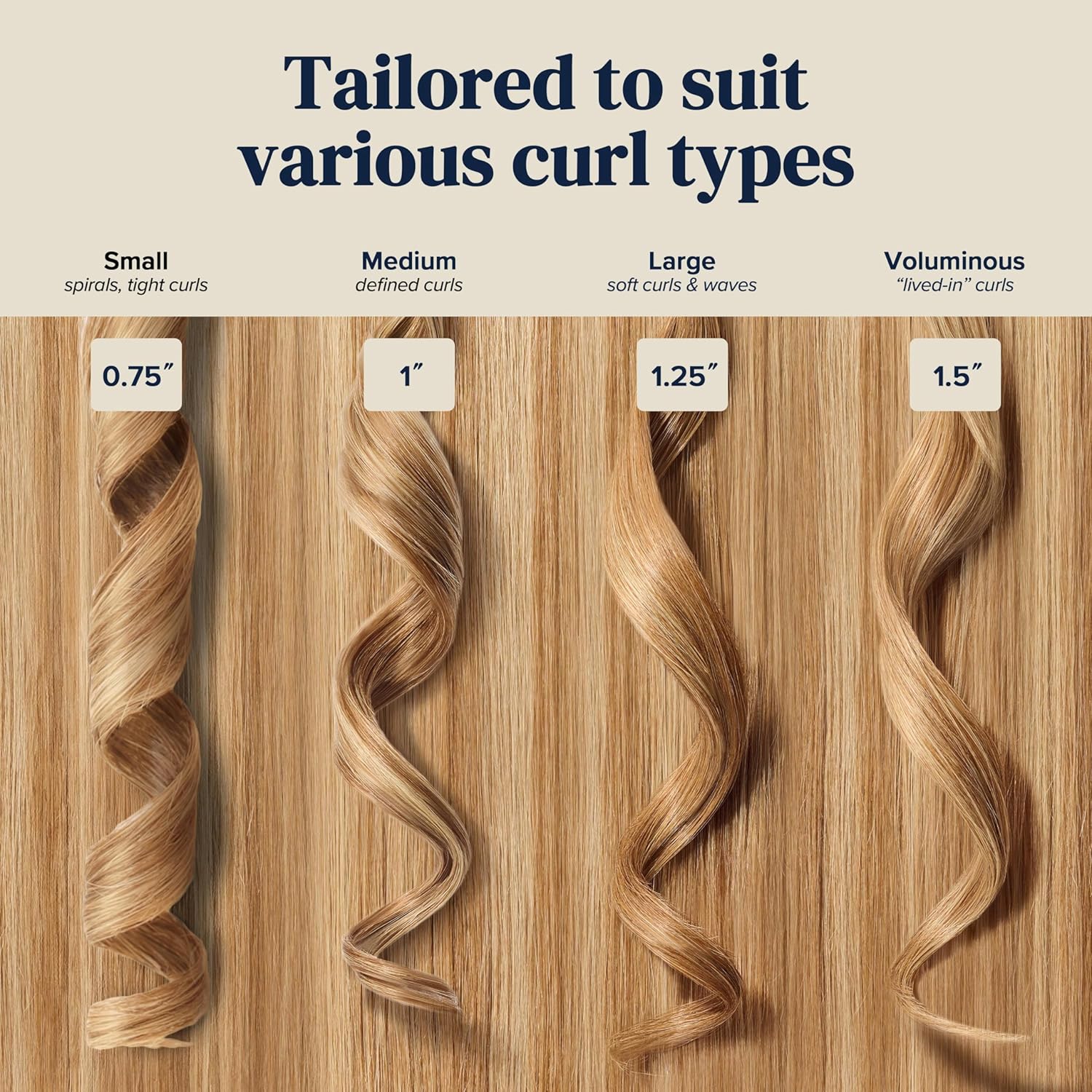 Different wave patterns and sizes using Bio Ionic Long Barrel Curling Iron