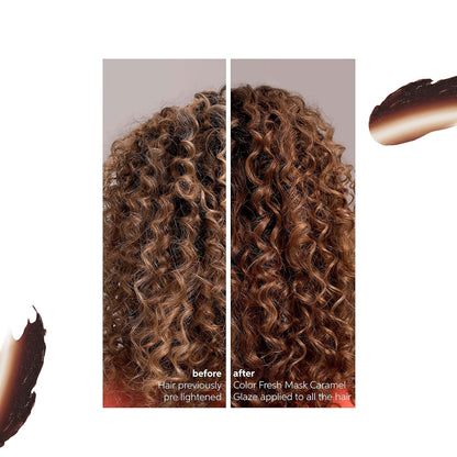Wella Color Fresh Mask in color Caramel Glaze before and after