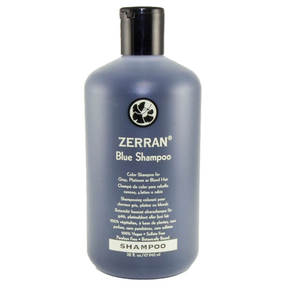 Zerran Blue Shampoo for Grey, Platinum, or Blonde Hair 33oz.