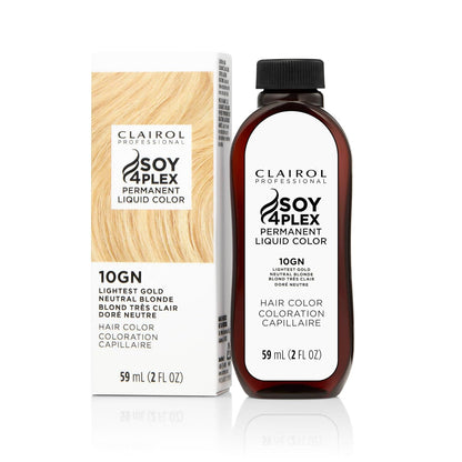 Clairol Soy 4 Plex hair color 10GN Lightest Gold Neutral Blonde bottle and packaging on a white background