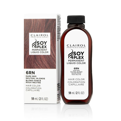 Clairol Soy 4Plex hair color 6RN Dark Red Neutral Blonde bottle and packaging on a white background