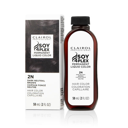Clairol Soy 4 Plex hair color 2N Dark Neutral Brown bottle and packaging on a white background